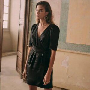 Sezane Doha Dress in Black Metallic size 6